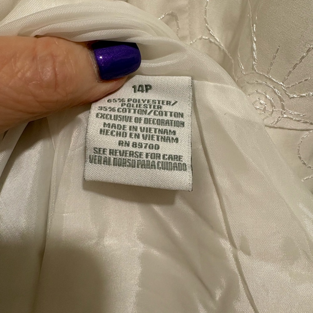 Dress Barn White Embroidered Button Down Dress Size 14 Petite NWT - Picture 5 of 6